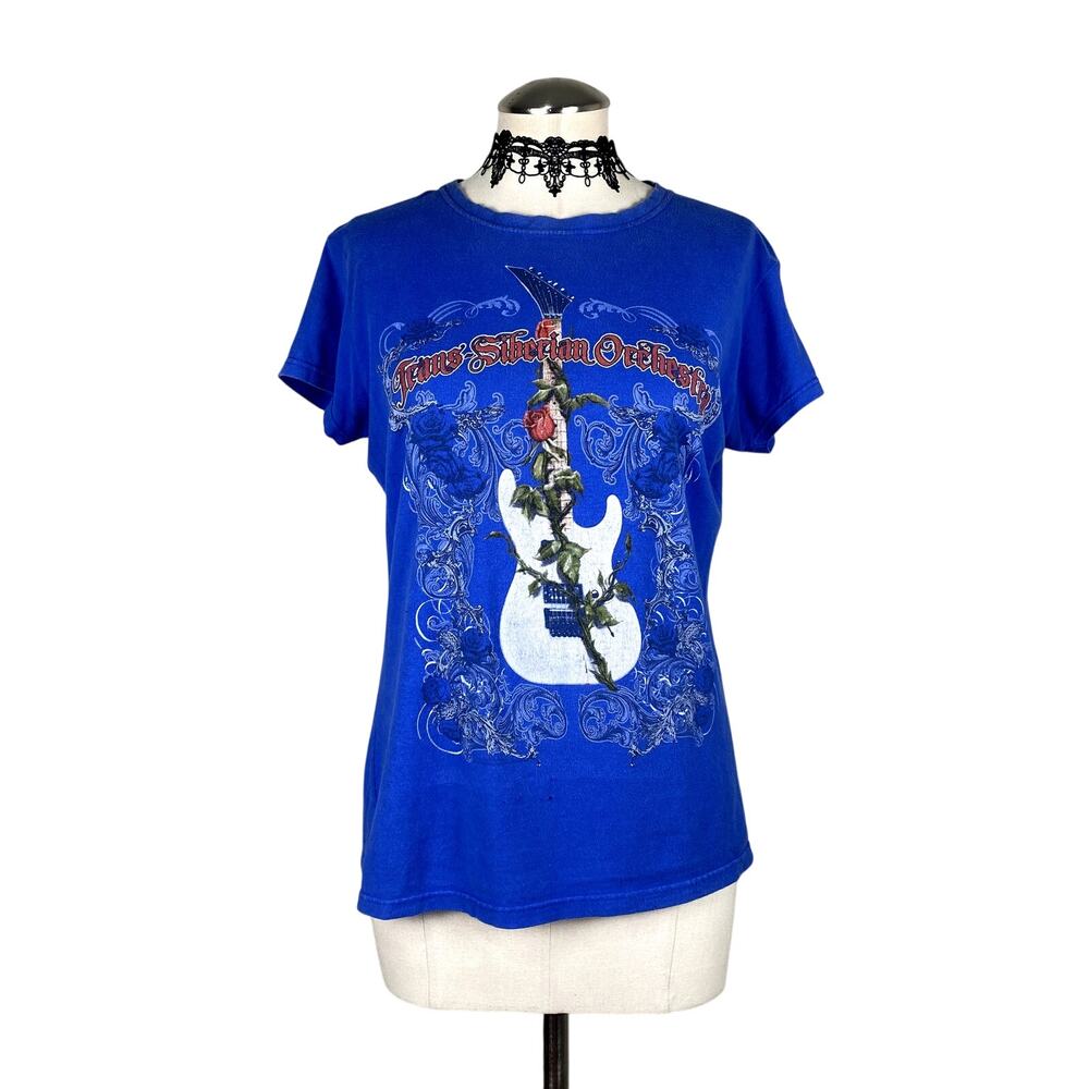 Y2K Trans Siberian Orchestra Blue Grunge Mallgoth Alt Prog Metal Emo Baby Tee L